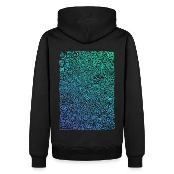 Doodle Paragliders color gradient - Männer Premium Bio Hoodie - Schwarz - Hinten - Nico (187cm)