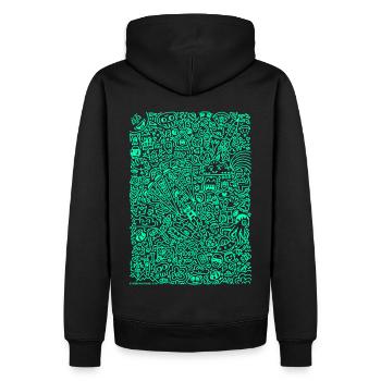 Doodle Paragliders menthe - Sweat à capuche Premium bio Homme - noir - Dos - Nico (187cm)