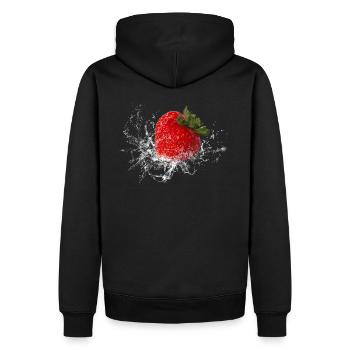 Fraise fruit fruits fruits délicieux frais - Sweat à capuche Premium bio Homme - noir - Dos - Nico (187cm)