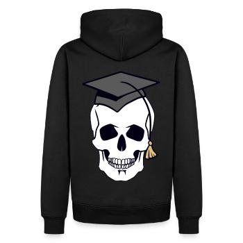 Totenkopf Schädel Gruselig Student Uni Halloween - Männer Premium Bio Hoodie - Schwarz - Hinten - Nico (187cm)