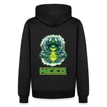 Gras - Männer Premium Bio Hoodie - Schwarz - Hinten - Nico (187cm)