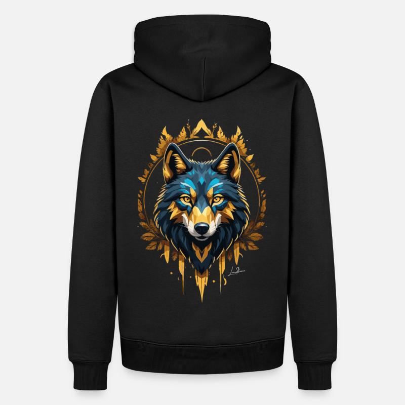 Loup or géométrique - Sweat à capuche Premium bio Homme - noir