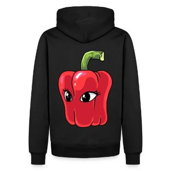 Paprika Chilli Peperoni Gewürz - Männer Premium Bio Hoodie - Schwarz - Hinten - Nico (187cm)