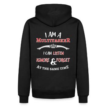 Ich bin ein Multitasker ... cooler Fun Spruch - Männer Premium Bio Hoodie - Schwarz - Hinten - Nico (187cm)