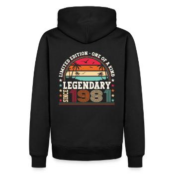 Légendaire 1981 42nd Birthday Gift Men - Fun - Sweat à capuche Premium bio Homme - noir - Dos - Nico (187cm)