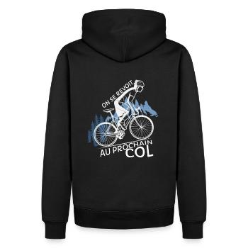 Humour Cycliste Vélo et Montagne - Sweat à capuche Premium bio Homme - noir - Dos - Nico (187cm)