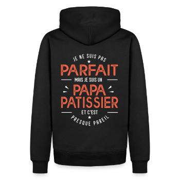 papa patissier cadeau cool papa - Sweat à capuche Premium bio Homme - noir - Dos - Nico (187cm)