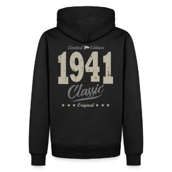 LIMITED EDITION 1941 cadeau anniversaire 81 ans - Sweat à capuche Premium bio Homme - noir - Dos - Nico (187cm)