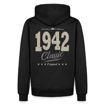 LIMITED EDITION 1942 Geburtstagsgeschenk 79 Jahre - Männer Premium Bio Hoodie - Schwarz - Hinten - Nico (187cm)