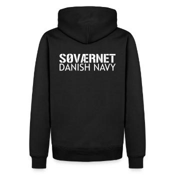 Søværnet - Danish Navy - Men’s Premium Organic Hoodie - black - Back - Nico (187cm)