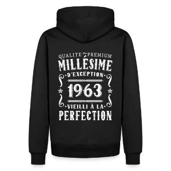 Anniversaire Millésime 1963 Cadeau Fête - Sweat à capuche Premium bio Homme - noir - Dos - Nico (187cm)