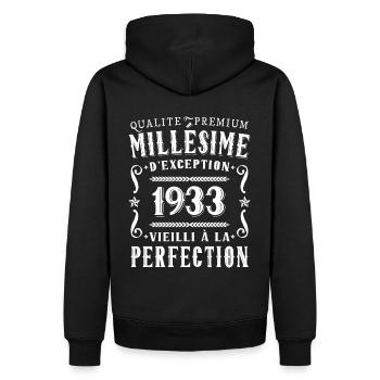 Anniversaire Millésime 1933 Cadeau Fête - Sweat à capuche Premium bio Homme - noir - Dos - Nico (187cm)