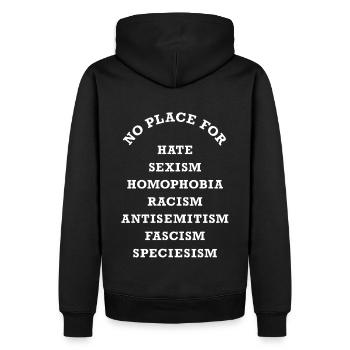 T Shirt No Place For - Männer Premium Bio Hoodie - Schwarz - Hinten - Nico (187cm)