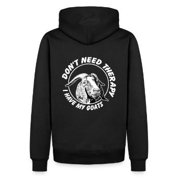 Thérapie de chèvre | Thérapie des chèvres - Sweat à capuche Premium bio Homme - noir - Dos - Nico (187cm)