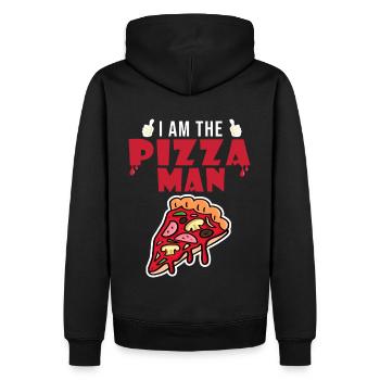 i am the pizza man food - Sweat à capuche Premium bio Homme - noir - Dos - Nico (187cm)