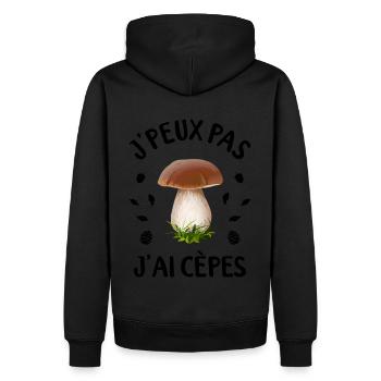 Je Peux Pas J'ai Cèpe Champignon Cueillette Cèpes - Sweat à capuche Premium bio Homme - noir - Dos - Nico (187cm)