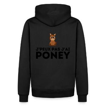 J'peux pas j'ai poney - Sweat à capuche Premium bio Homme - noir - Dos - Nico (187cm)