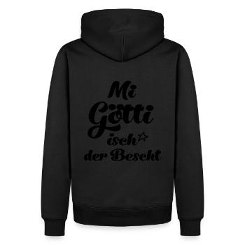 Mi Götti isch der bescht Patenonkel Schweiz - Männer Premium Bio Hoodie - Schwarz - Hinten - Nico (187cm)