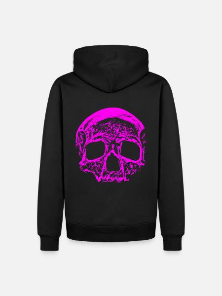 Big Pink Skull - Männer Premium Bio Hoodie - Schwarz