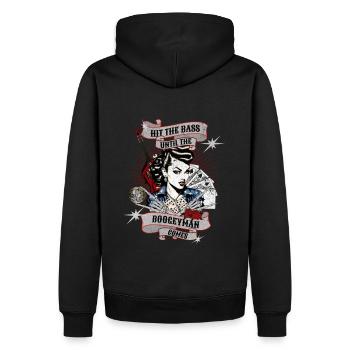 HIT THE BASS - Men’s Premium Organic Hoodie - black - Back - Nico (187cm)