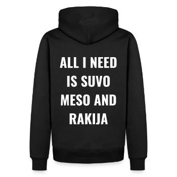 SUVO MESO AND RAKIJA - Männer Premium Bio Hoodie - Schwarz - Hinten - Nico (187cm)