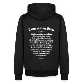 Traktor unser - Männer Premium Bio Hoodie - Schwarz - Hinten - Nico (187cm)