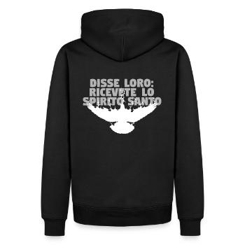 Receive Comforter - Italienisch - Männer Premium Bio Hoodie - Schwarz - Hinten - Nico (187cm)