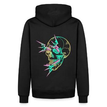 Skull Flash yellow - Sweat à capuche Premium bio Homme - noir - Dos - Nico (187cm)