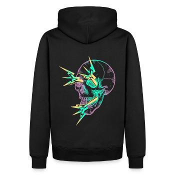 Skull Flash mauve - Sweat à capuche Premium bio Homme - noir - Dos - Nico (187cm)