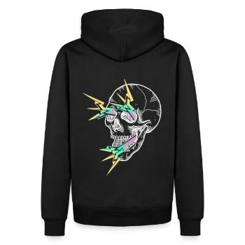Skull Flash white - Sweat à capuche Premium bio Homme - noir - Dos - Nico (187cm)