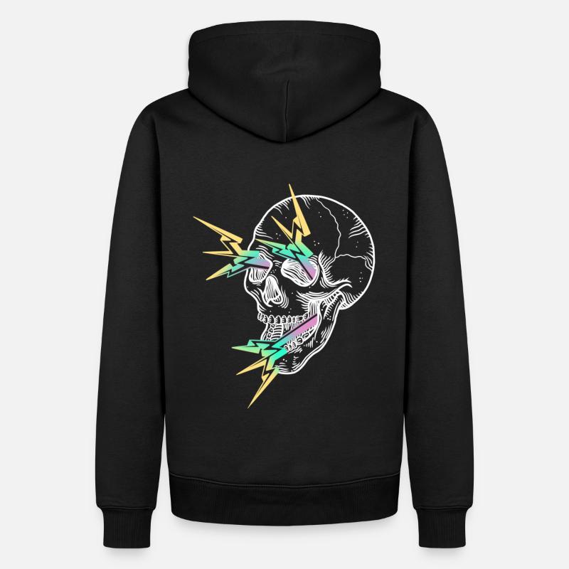 Skull Flash weiß - Männer Premium Bio Hoodie - Schwarz