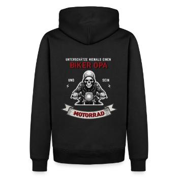 Biker Opa Motorrad Motorradfahrer - Männer Premium Bio Hoodie - Schwarz - Hinten - Nico (187cm)