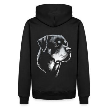 Rottweiler, tête de chien, dessin en argent - Sweat à capuche Premium bio Homme - noir - Dos - Nico (187cm)