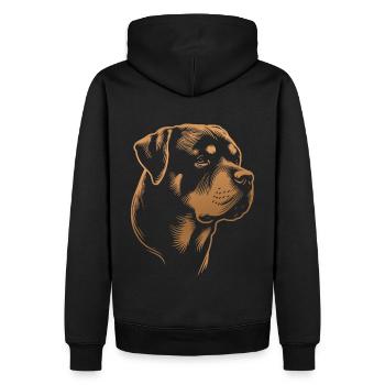 Rottweiler, tête de chien, dessin en bronze - Sweat à capuche Premium bio Homme - noir - Dos - Nico (187cm)