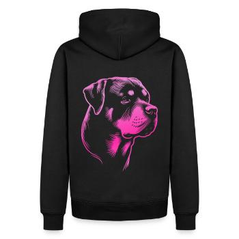 Rottweiler, tête de chien, dessin rose - Sweat à capuche Premium bio Homme - noir - Dos - Nico (187cm)