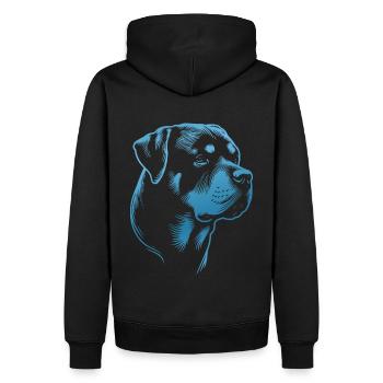Rottweiler, Tête De Chien, Dessin - Sweat à capuche Premium bio Homme - noir - Dos - Nico (187cm)