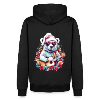Ours polaire mignon avec guitare - Sweat à capuche Premium bio Homme - noir - Dos - Nico (187cm)