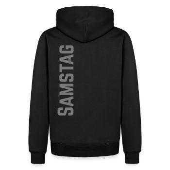 Samedi en semaine sous forme de texte - Sweat à capuche Premium bio Homme - noir - Dos - Nico (187cm)