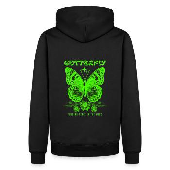 Butterfly Finding Peace In The Wind - Men’s Premium Organic Hoodie - black - Back - Nico (187cm)