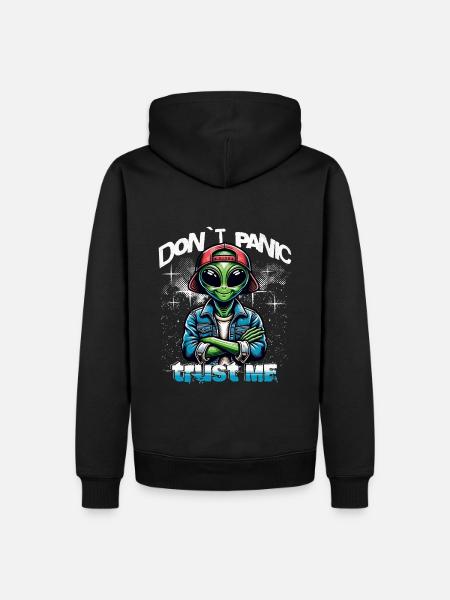 Don`t Panic Trust Me Alien - Männer Premium Bio Hoodie - Schwarz