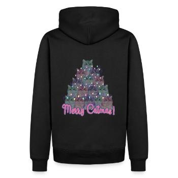 Joyeux Catmas Chats de Noël - Sweat à capuche Premium bio Homme - noir - Dos - Nico (187cm)