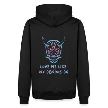 Masque Oni japonais Otaku - Sweat à capuche Premium bio Homme - noir - Dos - Nico (187cm)