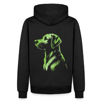 Labrador Zeichnung Kopf grün - Männer Premium Bio Hoodie - Schwarz - Hinten - Nico (187cm)