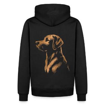 Labrador Zeichnung Kopf bronze/kupfer - Männer Premium Bio Hoodie - Schwarz - Hinten - Nico (187cm)