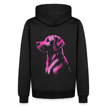 Labrador Zeichnung Kopf pink - Männer Premium Bio Hoodie - Schwarz - Hinten - Nico (187cm)
