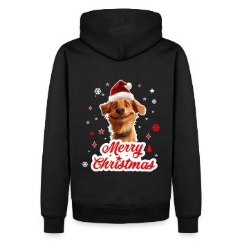 Frohe Weihnachten Hund - Männer Premium Bio Hoodie - Schwarz - Hinten - Nico (187cm)