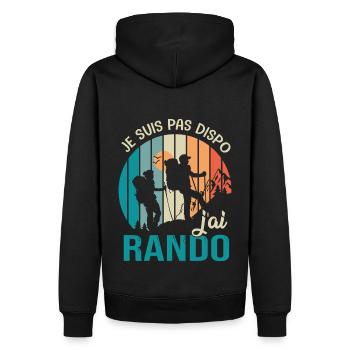 Randonnée pas dispo j ai Rando Humour randonnee - Sweat à capuche Premium bio Homme - noir - Dos - Nico (187cm)