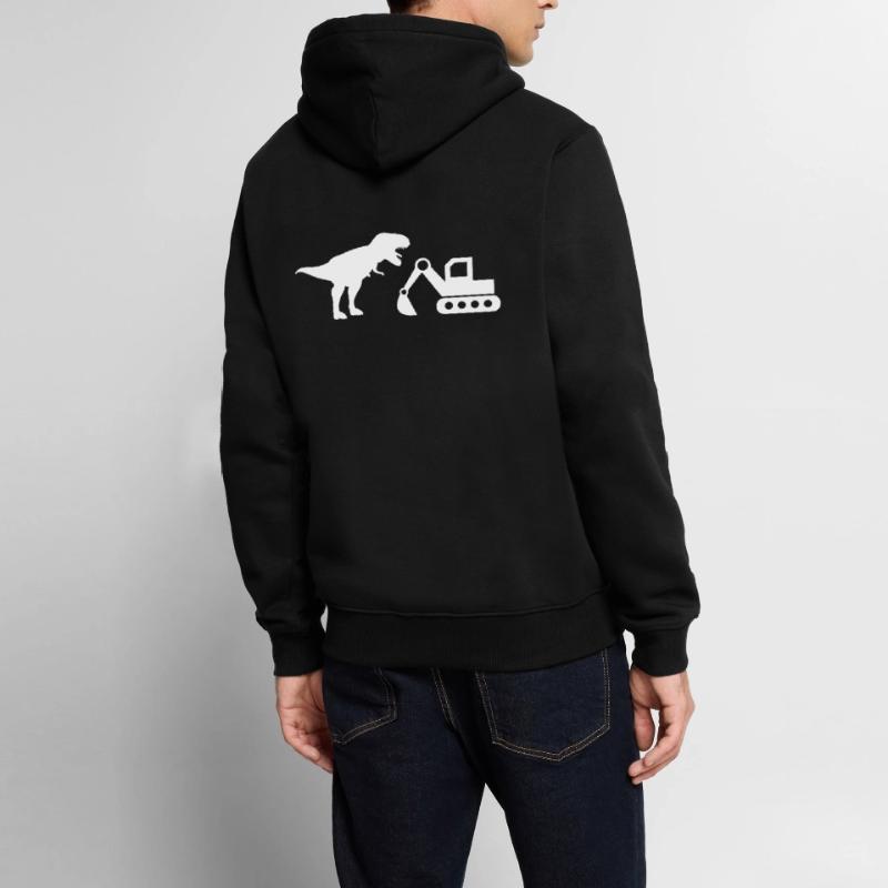 Excavator T-Rex construction site construction dinosaur construction workers Men’s Premium Organic Hoodie