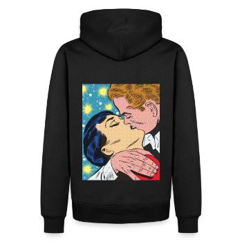 Baiser inoubliable - Sweat à capuche Premium bio Homme - noir - Dos - Nico (187cm)