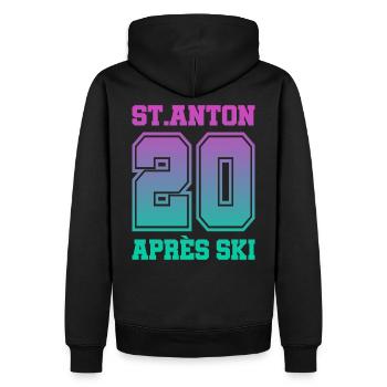 St. Anton Après Ski - Männer Premium Bio Hoodie - Schwarz - Hinten - Nico (187cm)